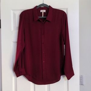 NWT Laundry by Shelli Segal Burgundy/Maroon Long Sleeve Blouse, Size Medium